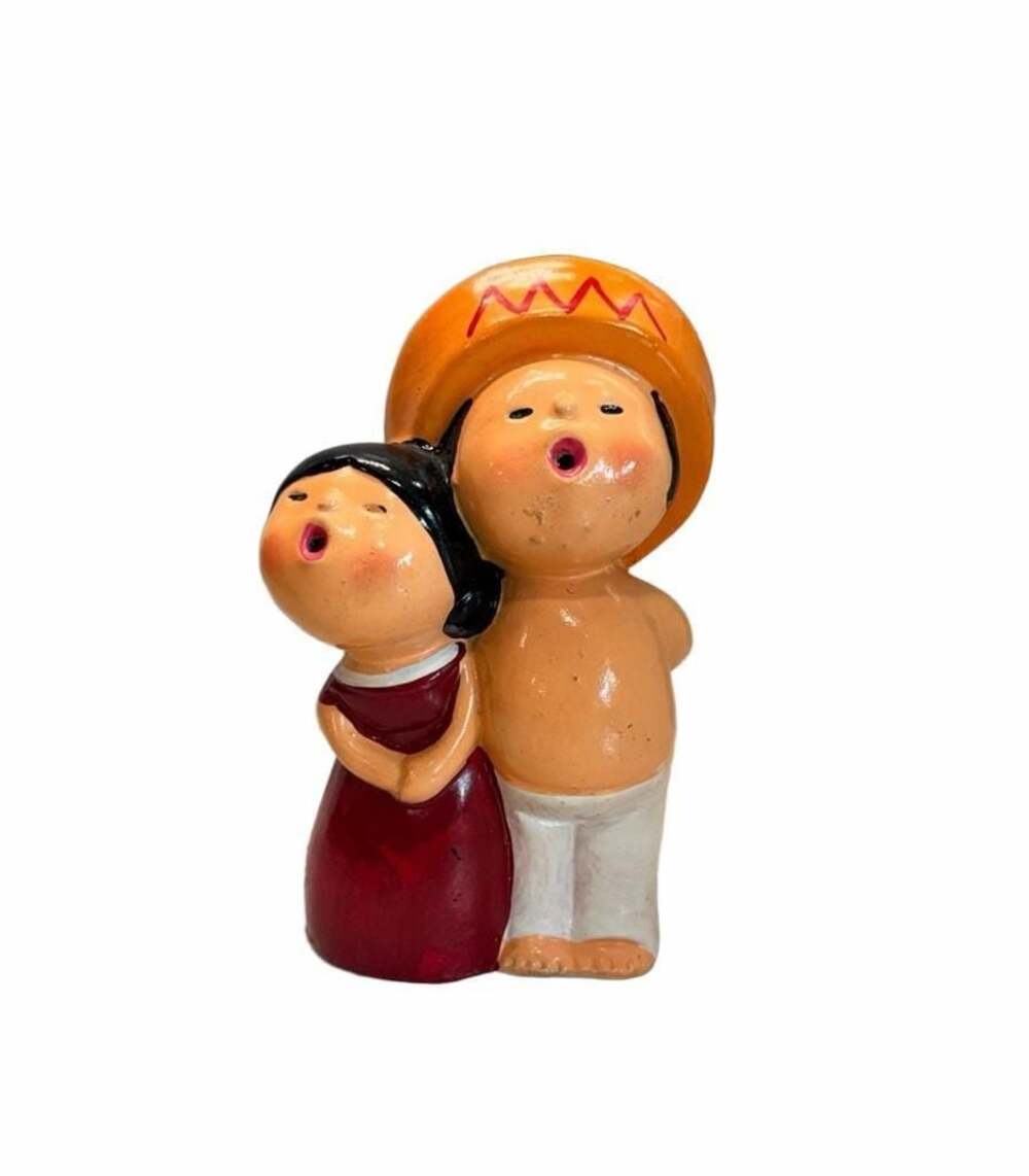 Mid century, hard wood type, Mexican children , figurine,, Japan